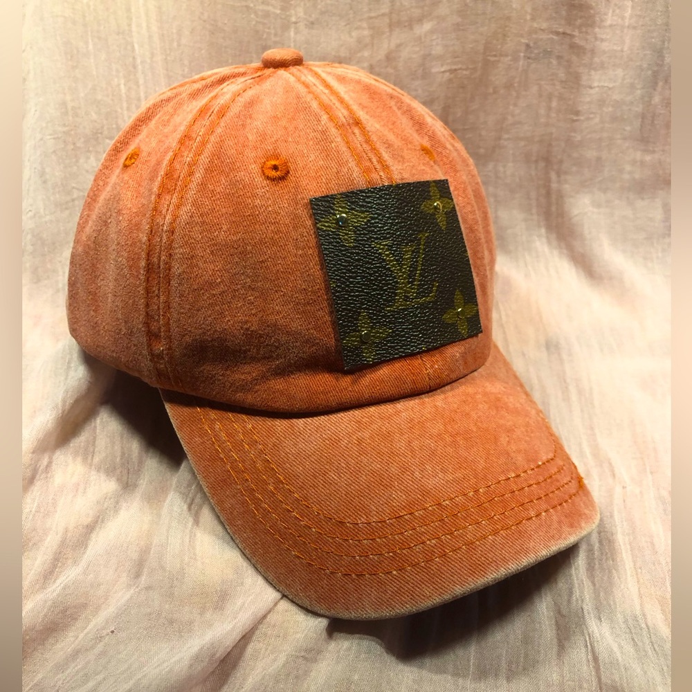 LV Baseball Cap distressed coral orange ombré- Adjustable never worn NWOT unisex